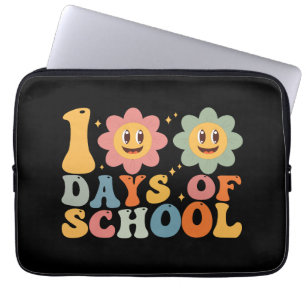 Teacher Kids Retro Groovy 100 Days 0f School Laptop Sleeve