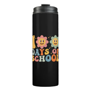 Teacher Kids Retro Groovy 100 Days 0f School  Thermal Tumbler