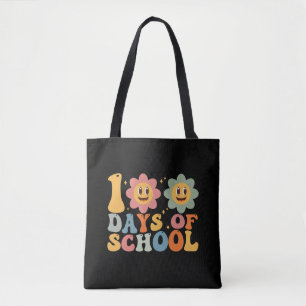 Teacher Kids Retro Groovy 100 Days 0f School Tote Bag