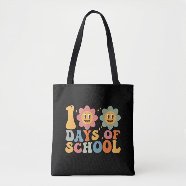 Teacher Kids Retro Groovy 100 Days 0f School  Tote Bag (Front)