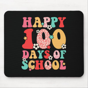 Teacher Kids Retro Groovy 100 Days Happy 100th Day Mouse Pad