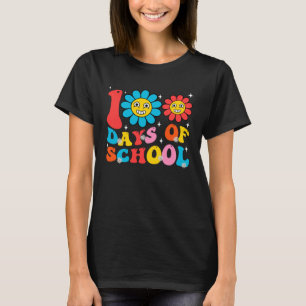 Teacher Kids Retro Groovy 100 Days Happy 100th Day T-Shirt