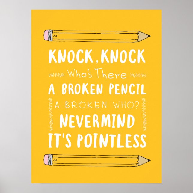 Teacher Knock Knock Jokes Pencil Puns Kid Humour Poster (Front)