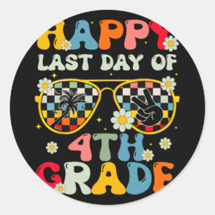 Teacher Last Day Of School 4th Grade Kids Boys Gir Classic Round Sticker