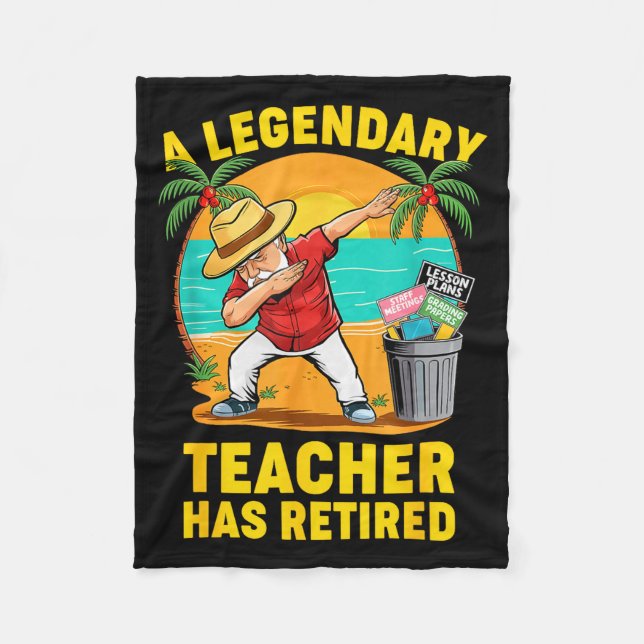 Teacher Legend Has Retired 2025 Happy Retirement P Fleece Blanket (Front)