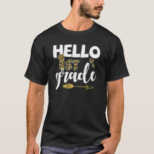 Teacher Leopard Hello 1st Grade Back To School T-Shirt