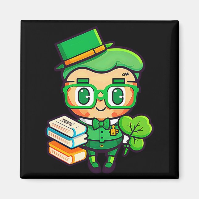 Teacher Leprechaun St Patricks Day Teacher T Shirt Magnet (Front)