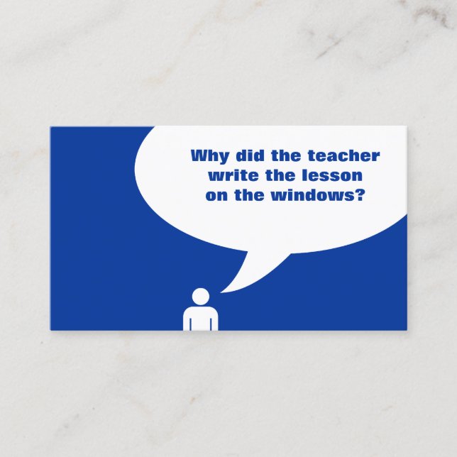 teacher lesson plan joke (colour customizable) business card (Front)