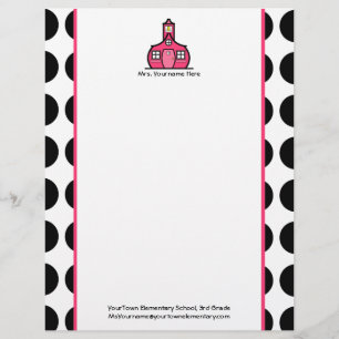 Teacher Letterhead - Black Polka Dot And Pink