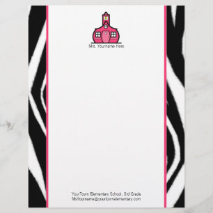 Teacher Letterhead - Zebra Print and Pink