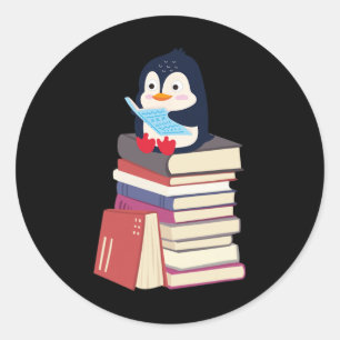 Teacher Librarian Kawaii Penguin, Book Lover Pengu Classic Round Sticker