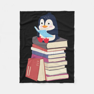 Teacher Librarian Kawaii Penguin, Book Lover Pengu Fleece Blanket