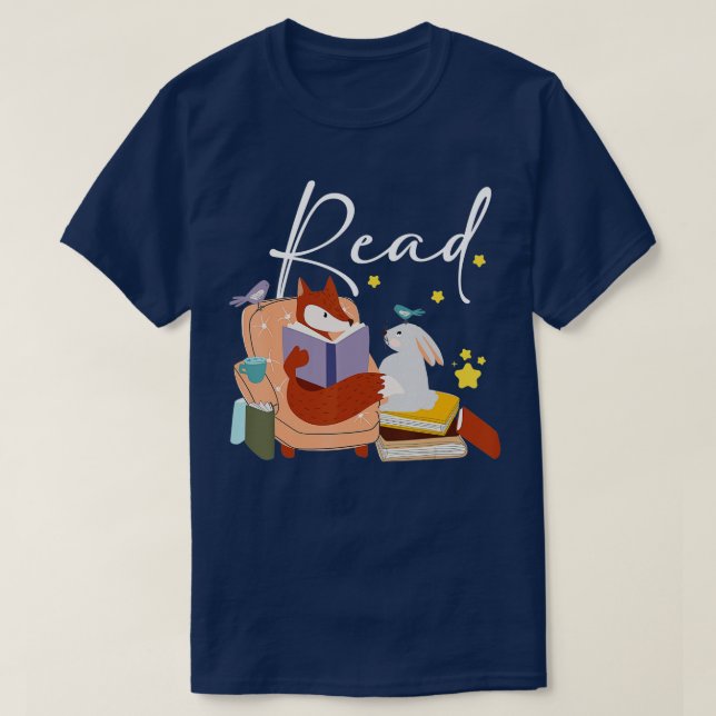 Teacher Library Read Book Club Piggie Elephant Pig T-Shirt (Design Front)