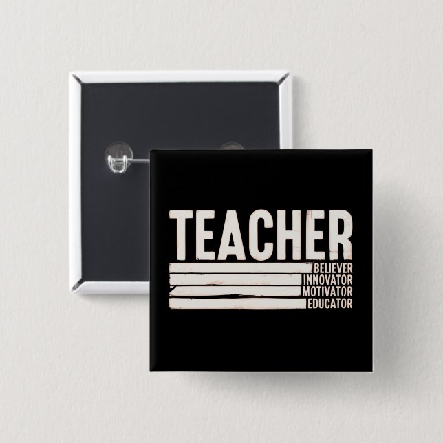 Teacher Life Back to School  2 Inch Square Button (Front & Back)