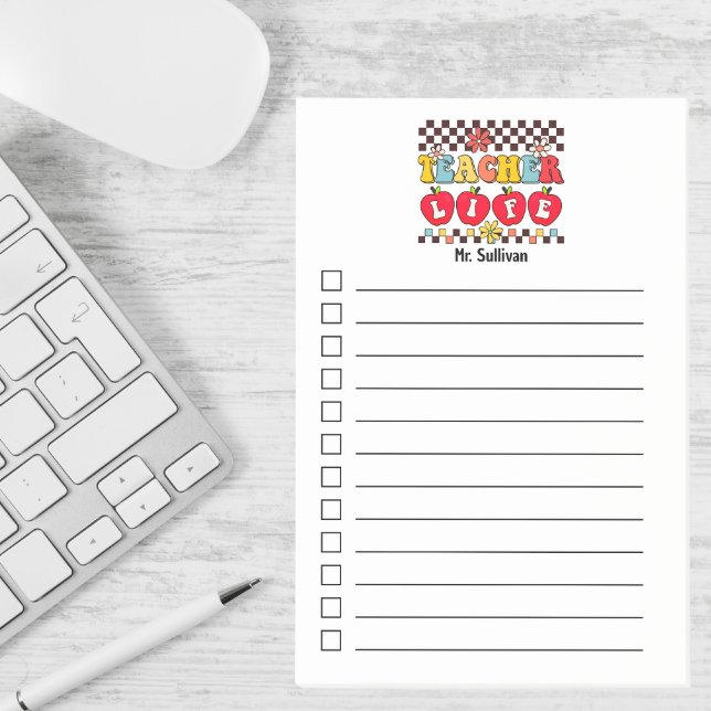 Teacher Life check list lined personalized boho Post-it Notes (Creator Uploaded)