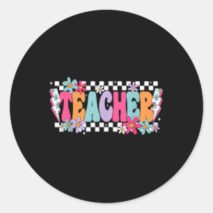 Teacher Life Happy First Day Of School Funny Back Classic Round Sticker