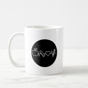 Teacher Life Heartbeat Mug Minimalist School