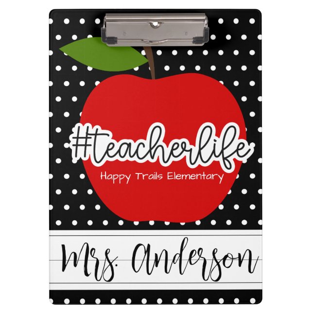 Teacher Life Red Apple Clipboard (Front)