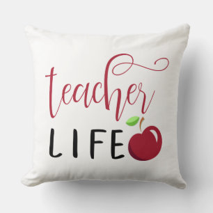 teacher life red apple teachers throw pillow