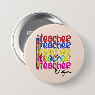 Teacher Life Repeated Pattern - Stylish Educator 3 Inch Round Button