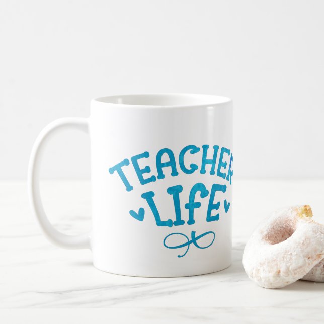 TEACHER LIFE typographic                           Coffee Mug (With Donut)