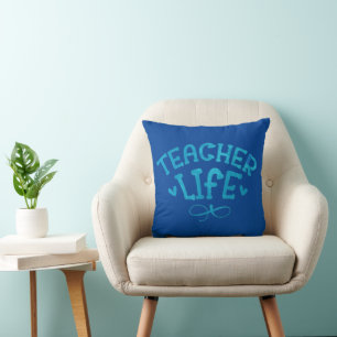 TEACHER LIFE typographic                           Throw Pillow