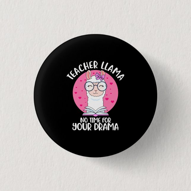 Teacher Llama 1 Inch Round Button (Front)
