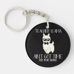 Teacher Llama – No Time for Drama Funny Educator Keychain