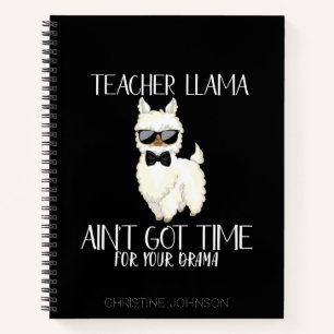 Teacher Llama – No Time for Drama Funny Educator Notebook