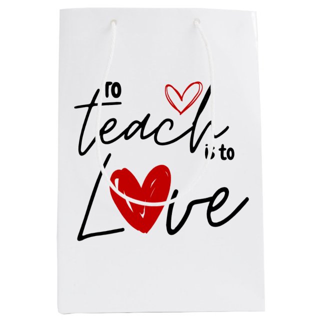 Teacher love 100th school teaching personalized medium gift bag (Front)