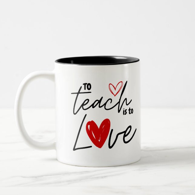 Teacher love 100th school teaching personalized Two-Tone coffee mug (Left)