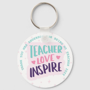 TEACHER LOVE INSPIRE Personalized Gifts Under $4 Keychain