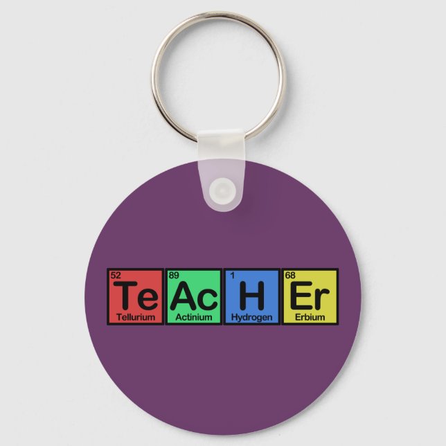 Teacher made of Elements colours Keychain (Front)