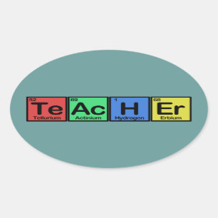 Teacher made of Elements colours Oval Sticker