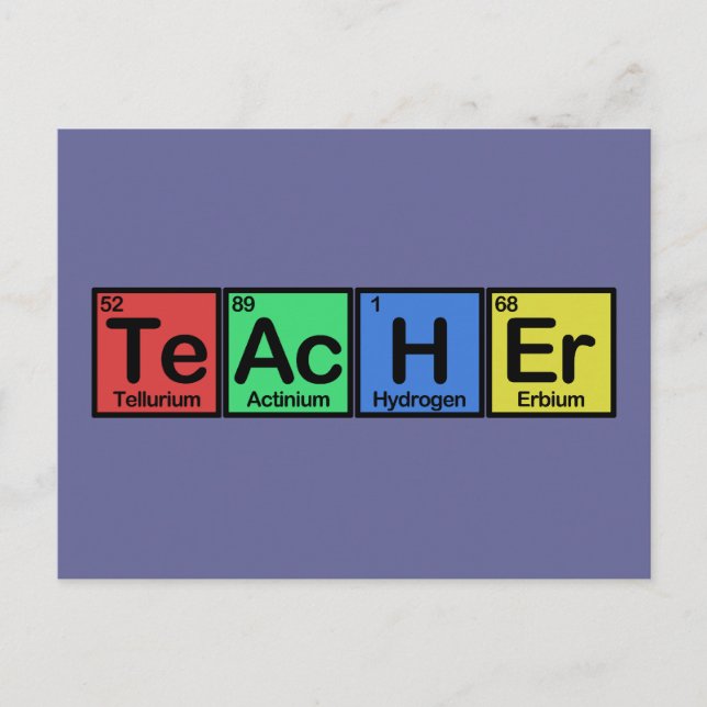 Teacher made of Elements colours Postcard (Front)