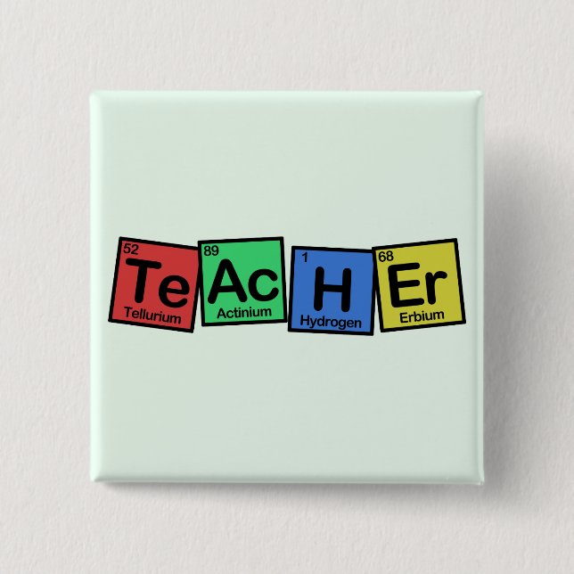 Teacher made of Elements whimsical 2 Inch Square Button (Front)
