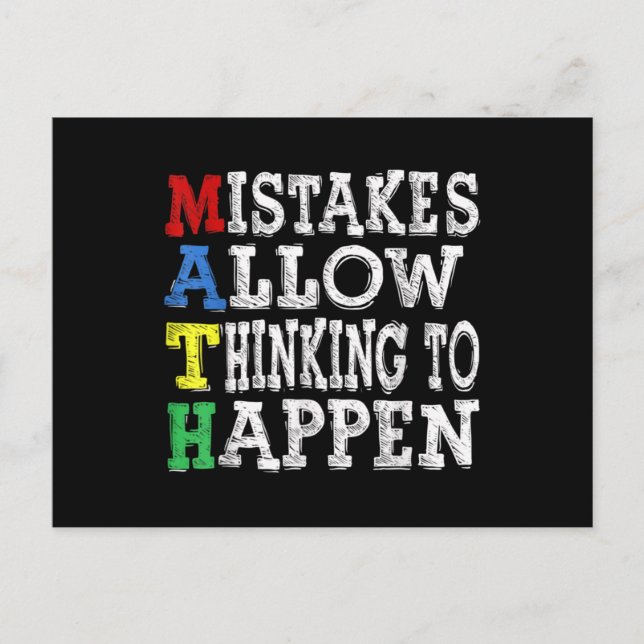 Teacher Math Lovers Mistakes Allow Thinking To Postcard (Front)