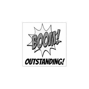 Teacher Message Blast Boom Personalize Rubber Stamp