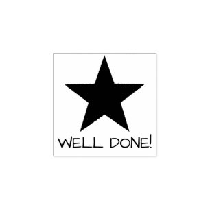 Teacher Message Well Done Star Personalize Rubber Stamp