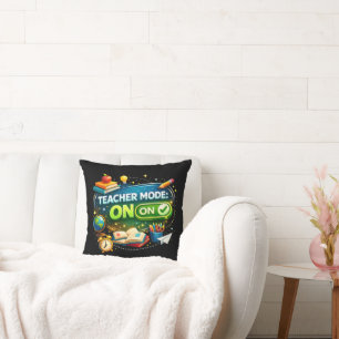Teacher Mode: ON – Cute Back to School Design Throw Pillow