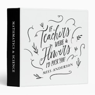 Teacher modern elegant script black white script binder