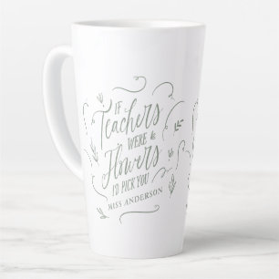 Teacher modern elegant script sage green keychain  latte mug