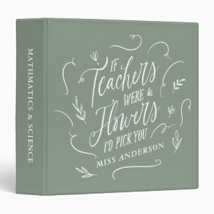 Teacher modern elegant script sage green script binder