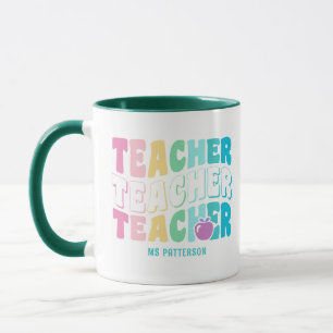 Teacher Modern Rainbow Colours Personalized Name Mug