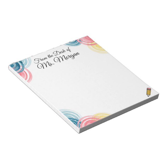 Teacher Modern Watercolor Design Notepad (Angled)