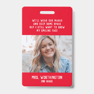Teacher name badge with photo