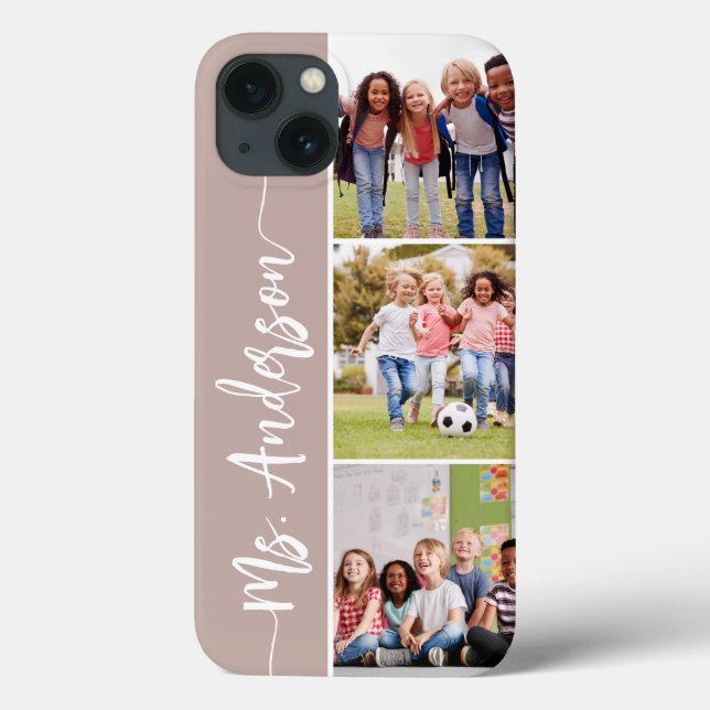 Teacher Name & Class Photo Collage Case-Mate iPhone Case (Back)