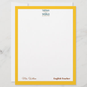 Teacher name elegant quote modern white frame lett letterhead