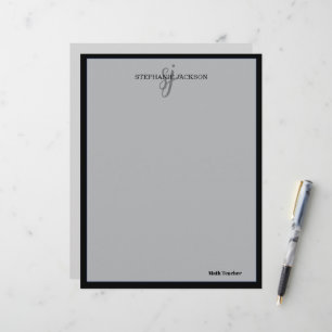 Teacher name elegant quote modern white frame letterhead