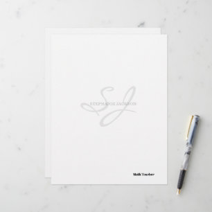 Teacher name elegant quote modern white frame letterhead